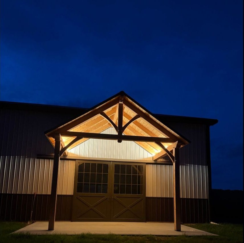 Warm pole building entrance lighting by CMD Electric